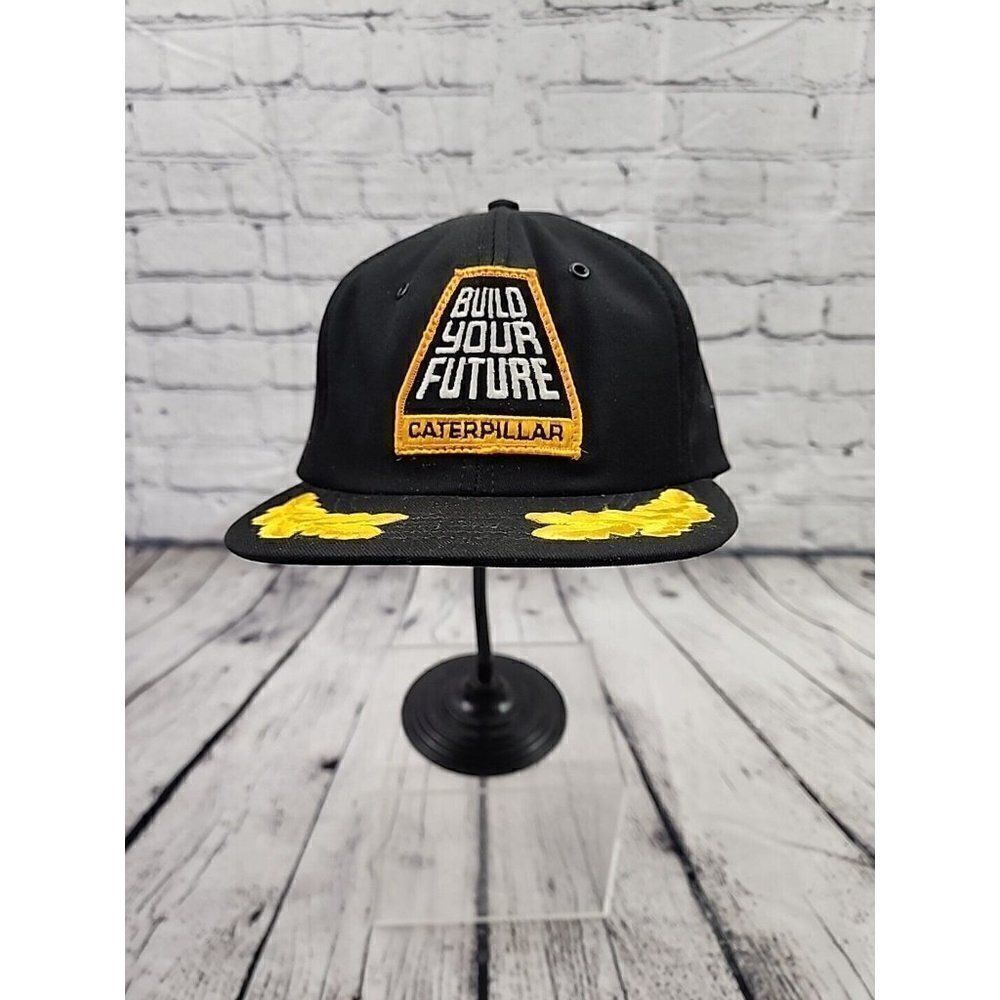 NOS CAT Caterpillar Build Your Future Snapback Trucker Hat Scrambled Eggs Patch